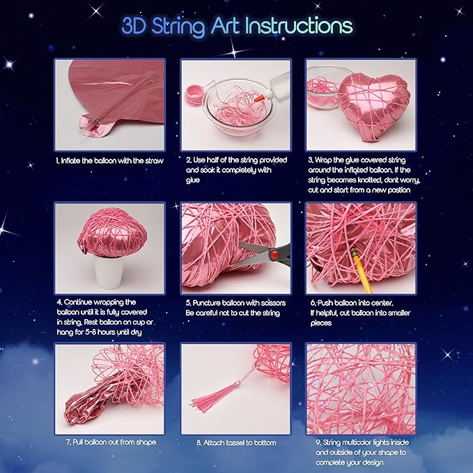 Going Creative 3D String Art Kit for Kids Ages 6-12 – Light-Up DIY Craft Kit with LED Lights, Tassels & Wall Mount – Fun Arts & Crafts Gift for Girls & Boys, STEM Toy, Screen-Free Activity