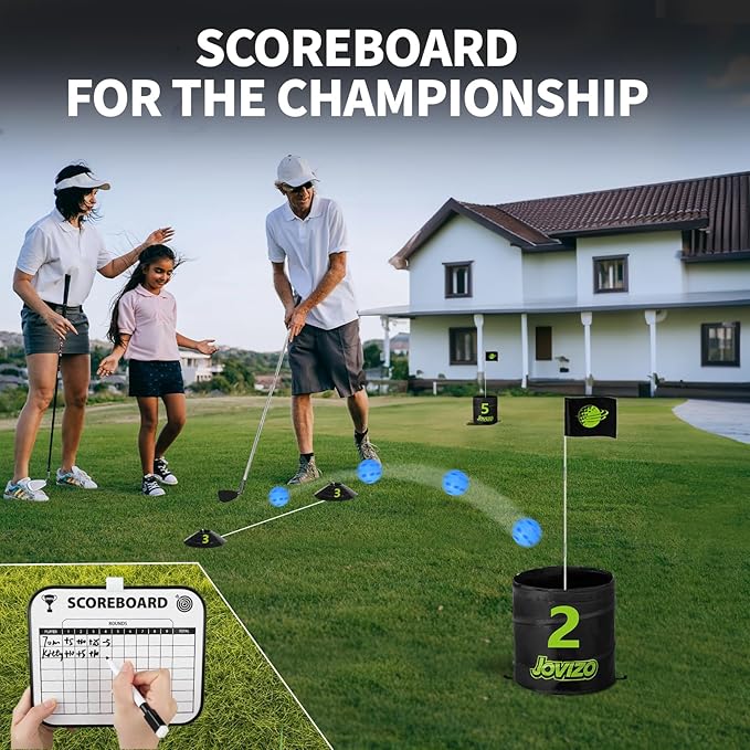 Backyard Golf Game Set, 6 Hole Portable Golf Yard Game with Flags, Balls, Club and Scoreboard, Outdoor & Indoor Lawn Practice Game for Family and Friends