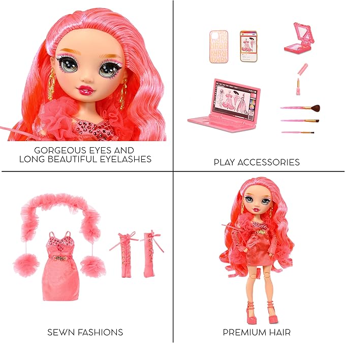 Rainbow High Priscilla- Pink Fashion Doll. Fashionable Outfit & 10+ Colorful Play Accessories. Great Gift for Kids 4-12 Years Old and Collectors.