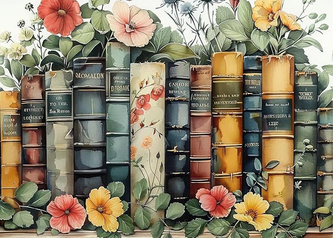 Jigsaw Puzzles for Adults 1000 Pieces, Vintage Books with Poster Interlock Perfectly Letter on Back No Dust, Home Decor Birthday Party Toy for Men Women Elders Seniors (27.5"x19.6")