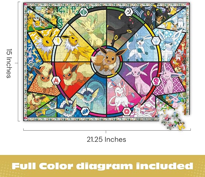 Buffalo Games - Pokémon - Eevee Evolutions Series 1 - 500 Piece Jigsaw Puzzle for Adults - Challenging Puzzle Perfect for Game Nights - Finished Size 21.25 x 15.00