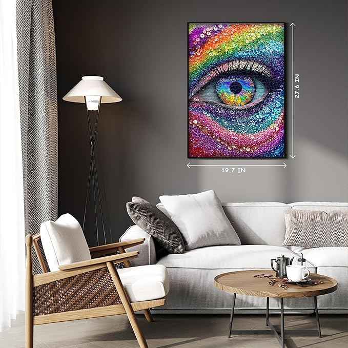 Impossible Puzzle for Adults 1000 Pieces, Diamond Eye Abstract Art Puzzle Colorful, Rainbow Crystal Hard Challenge Jigsaw Puzzle