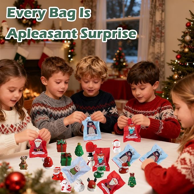 12-Pack Christmas Resin Mystery Bags – Mini Xmas Figurines Blind Bag Bulk for Holiday Crafts, DIY Decorations, Stocking Stuffers, Party Favors, Ornaments & Collectible Gifts