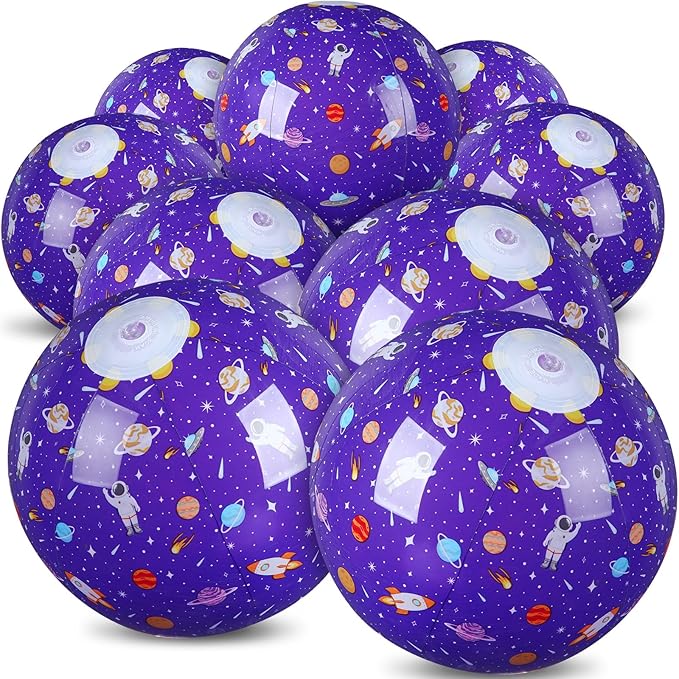 Leyndo 12 Pack Outer Space Themed Beach Ball for Kids 7.87" Bulk for Summer Pool and Beach Game Gifts and Birthday Party Supplies and End of The Year Class Party Decoration Favors