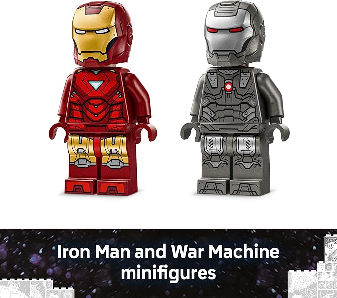 LEGO Marvel Iron Man & War Machine vs. Hammer Drones Building Toy - Pretend Play Set W/ 2 Toy Minifigures - Kids Building Blocks for Boys & Girls, Ages 7+ - Gift Idea for Birthdays - 76320