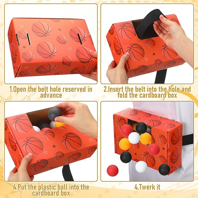 4 Set Basketball Party Favor Games Swing Shaking Ball Game Set Basketball Novelty Twerk Game, 40 Balls, Ribbon Cardboard Boxes Sport Games for Family Adult Large Group Sport Party Favors