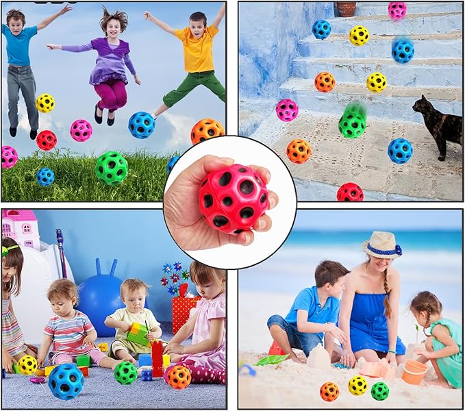6 Pack Astro Jump Ball, Multicolored Spaceballs, Super High Bouncing Lightweight for Children, Bouncy Balls, Jumping Toy for Stress Relief