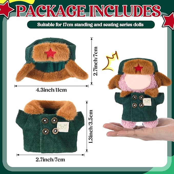 Simgoing 17cm Doll Clothes Pajamas Set with Pants Eye Mask Good Night Bedding Clothes Outfit Gifts Fits 17cm Dolls Accessories for DIY Dress up Lovers(Lei Feng Green Coat)