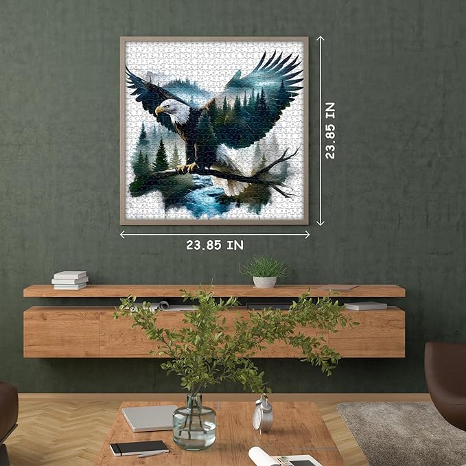 Bald Eagle Puzzles for Adults 1000 Pieces, Fantasy Landscape Animal Bird Puzzle, Nature Forest Plant Scenic Impossible Jigsaw Puzzle