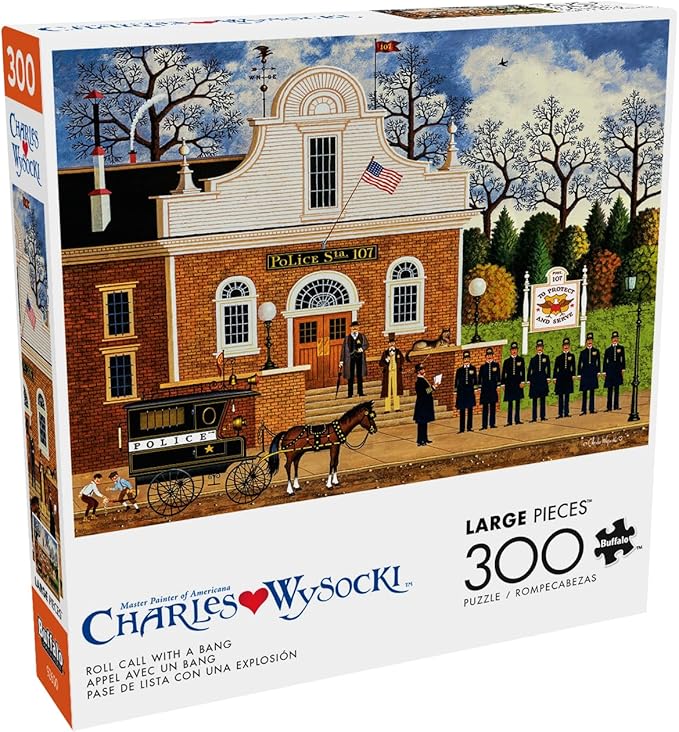 Buffalo Games – Roll Call with a Bang - Charles Wysocki - 300 Oversized Piece Jigsaw Puzzle  Larger Shapes - Great for Adults, Seniors, Family, Kids, Easy to Grip