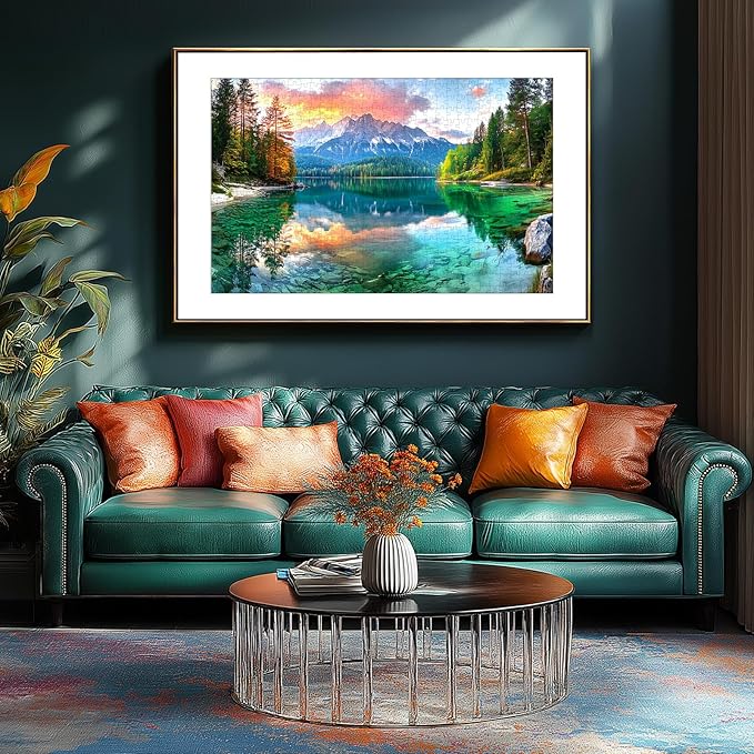 Mountain Lake Landscape 300 Piece Puzzle for Adults Beautiful Sunset Nature Scenery Jigsaw Puzzle with Letters on Back Perfect Family Seniors Game Night Gift