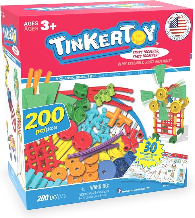 TINKERTOY 30 Model 200 Piece Super Building Set - Preschool Learning Educational Toy for Girls and Boys 3+ (Amazon Exclusive)