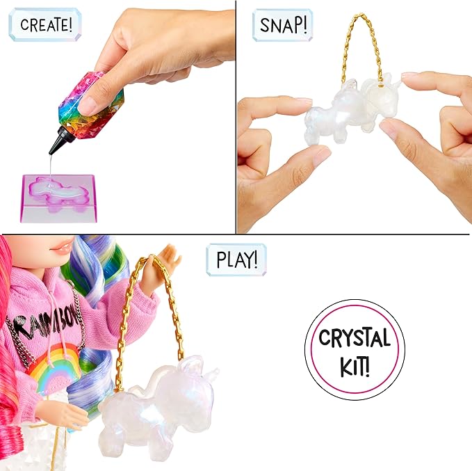 Rainbow High Creative Crystals Amaya - Rainbow 11” Fashion Doll with Crystal Accessory Make It Kit, Ring for You, DIY, Crafts, Resin Play, Kids Gift 8+