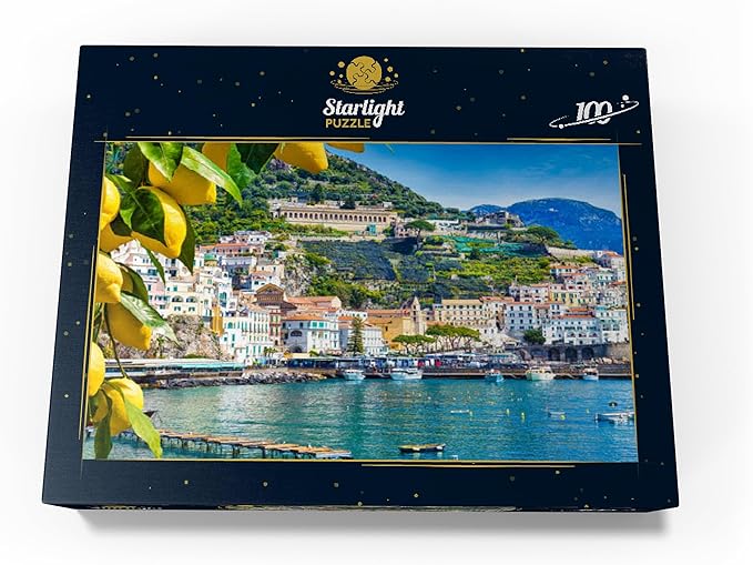 MyPuzzle Panoramic View of Beautiful Amalfi On Hills Leading Down to The Coast, Campania, Italy - Premium 100 Piece Jigsaw Puzzle for Adults