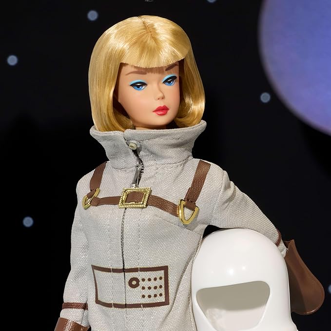 Barbie Mattel Miss Astronaut Doll Collectible with Silver Suit, Space Boots & Helmet Accessory, 1965 Vintage Repro