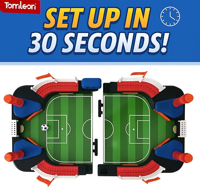 Soccer Toy for Kids - Table Top Foosball Game for 3 4 5 6 7 8-12 Year Old Kids - Interactive Soccer Gift - Mini Football Table Game with Goal Bell, Score Counter & 6 Balls - Easy Set-up Gift