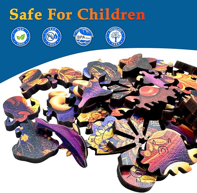Wooden Jigsaw Puzzles for Adults and Kids, Octopus 200 Piece Unique Shaped Puzzle, Family Game and Creative Wooden Puzzle Gift, Wall Art Decor