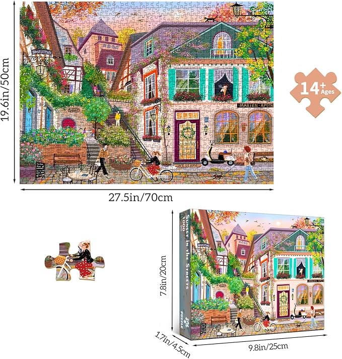HUADADA Puzzles for Adults 1000 Pieces,Challenging Game Toys, Puzzles 1000 Pieces,Impossible Puzzle, Family Decoration Puzzle-Sunset in the Alley