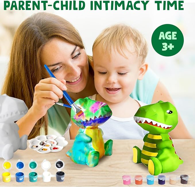 Goody King Paint Your Own Dinosaur Lamp Kit, Easter Basket Stuffers, DIY Night Light, Arts & Crafts for Teens Girls Boys, Painting Kit for Kids, Easter Birthday Gifts for Kids Ages 3 4 5 6 7 8+