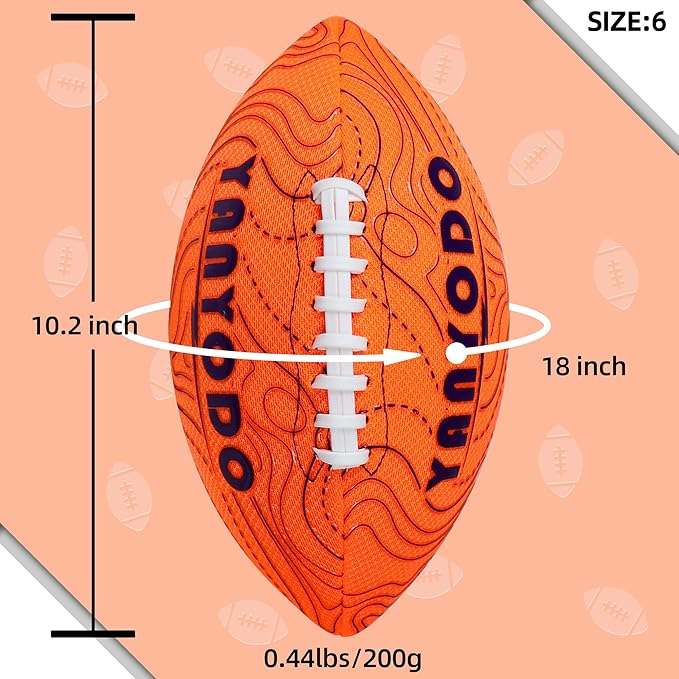 Pool Beach Water Football - 2 Pack Waterproof Football Great Grip for Swimming Pool Beach Lake Park Backyard Outdoor Play(Size 6,Orange&Green)
