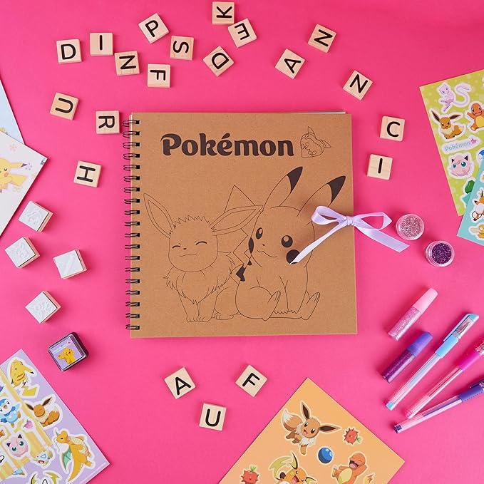 Pokemon Scrapbook Craft Kit for Kids, All-in-One Set with Gel Pens, Glitter, Sticker Sheets, Scrapbook Supplies, Art Supplies, Gifts for Kids