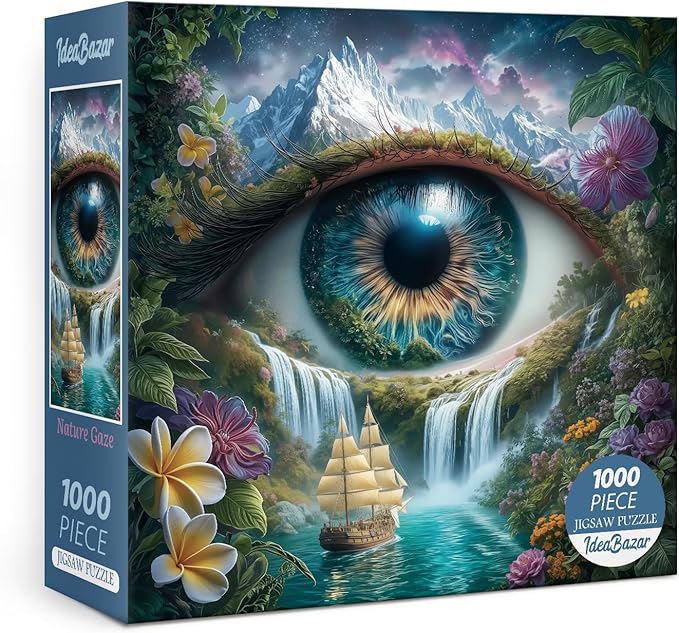 Colorful Nature Eye Puzzles for Adults 1000 Pieces Art, Fun Flower Plant Tree Landscape Jigsaw Puzzles, Beautiful Lake Sailboat Scenic Puzzle