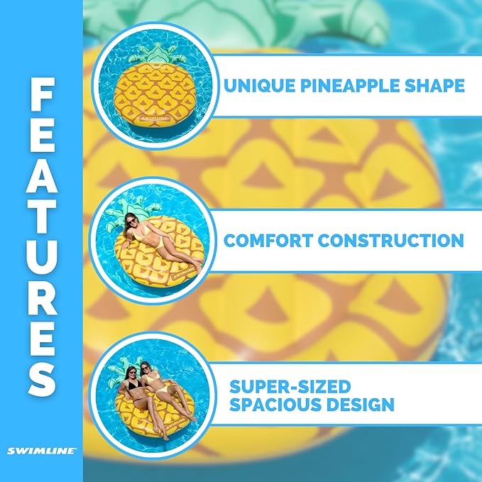 Swimline Pineapple Jumbo Floating Pool Island Yellow/Green 88x50''