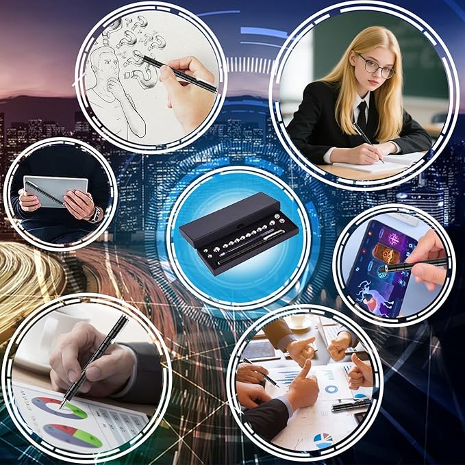 Magentic Pens Gifts For Teen Boys - Black Fidget Spinner Pen Unique Birthday Gifts For Young Men Women Him Her Teenage Boys Girls, Cool Gadget Stress Relief Toys For Adults Office Desk Accessories