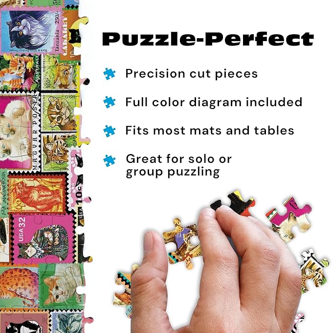 Buffalo Games - Lewis T. Johnson Cats on Stamps 750 Piece Jigsaw Puzzle, Puzzles for Adults 750 Pieces, with Full Color Poster, Made in USA