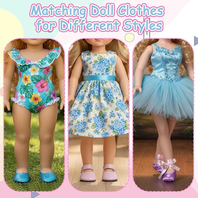18 Inch Doll Shoes 7 Pairs of Doll Shoes 2 Socks 18 inch Doll Accessories Includes Sandals Ballet Flats Sequin/Sports/Princess/Bunny Shoes for 30-45 cm Doll Girls Boy Birthday Present