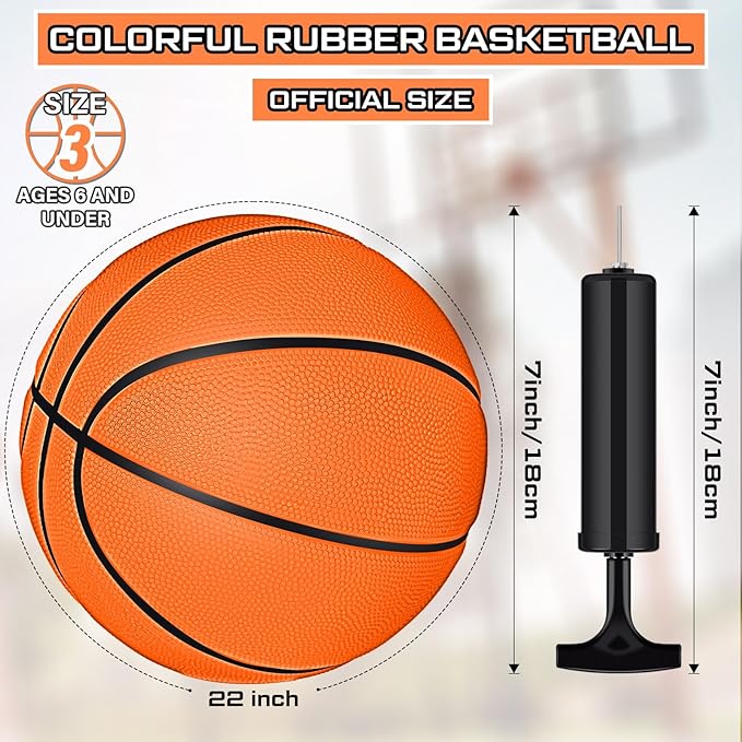 Wettarn 12 PCS Mini Basketball Size 3 Colorful 7 Inch Rubber Basketball Bulk with Pump for Mini Hoop Swimming Pool Indoor Outdoor Practice Game Holiday Party Kid Adult Back to School