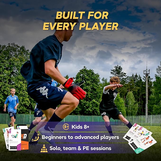 KickDeck - 52 Card Soccer Training Program for All Skill Levels and Ages - Comprehensive Skill Development and Fun Workouts