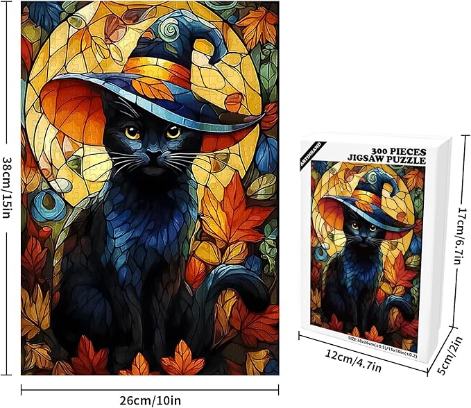 Great Jigsaw Puzzles for Adults 300 Pieces Halloween Black Cat Puzzles for Adults Toys Gift Family Decoration Kids Puzzle