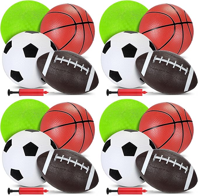 Operation Christmas Balls Bulk with Pump for Kids 5" Deflated Soccer Basketball Football 6.3" Playground Balls Christian Charity Donation Supplies for Toddlers Indoor Outdoor