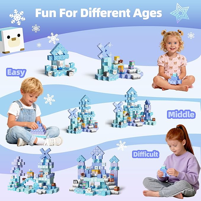 GobiDex 100PCS Magnetic Blocks Magnet Building Toys, Princess Castle Toys for Girls, Upgraded STEM Sensory Birthday Gift for Kids Age 3+ Years Old