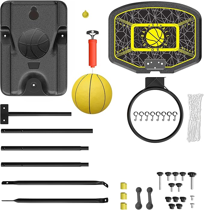 Kids Basketball Hoop GILIKOKO Adjustable Height 3.6 ft-6.2 ft Indoor Outdoor Toddler Plastic Basketball Goal Outside Yard Games Toys Gifts for Children