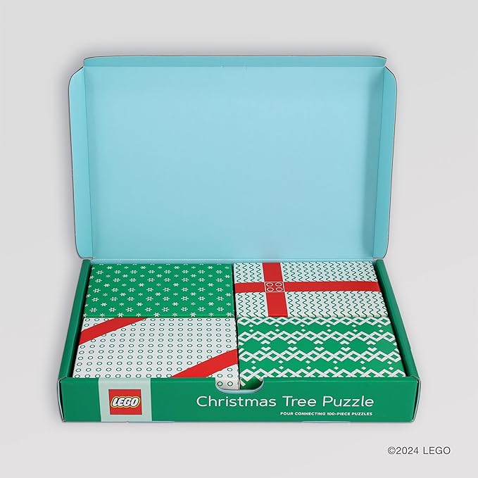 Lego Christmas Tree Puzzle | Four Connecting 100-Piece Jigsaw Puzzles