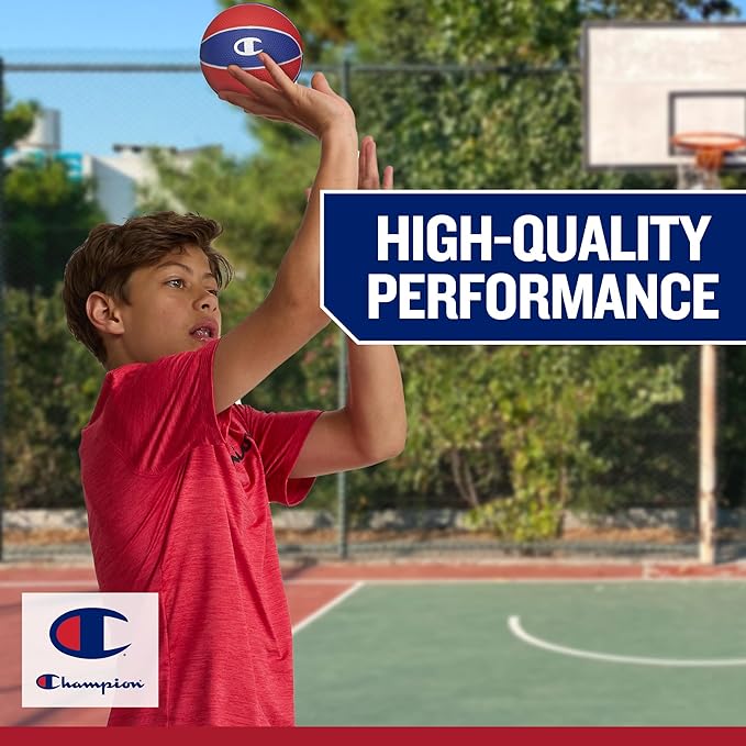 Champion All-Weather Mini Sports Balls (Pack of 4, Red/White/Blue), Rubber & PVC-Cover Soccer, Basketball & Football & Baseball, Durable Construction for Backyard, Playground, School, and Indoor Play
