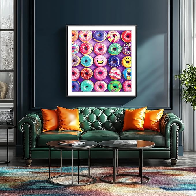 Colorful Donuts Jigsaw Puzzle for Adults, 500 Piece Funny Dessert Puzzles, 20 x 20 Inches for Relaxing EntertainmentT& Wall Decor