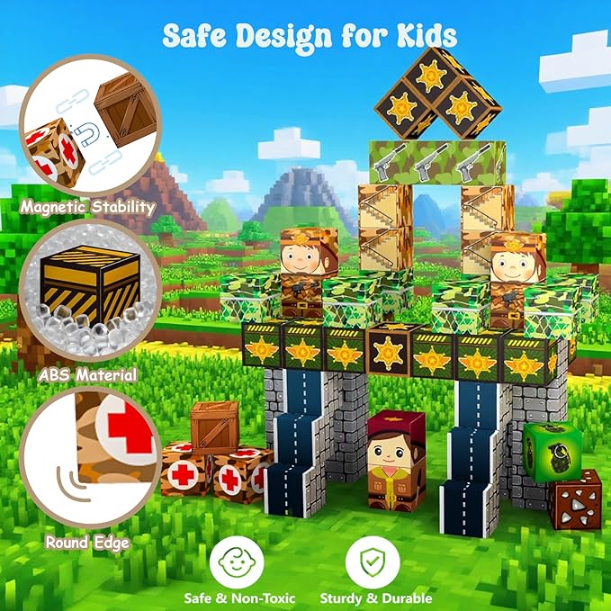 100PCS Magnetic Blocks,Magnetic Building Blocks,Magnet Cubes for Kids Toys,Sensory STEM Building Toys for 3-5 4-6 5-7 6-8 Year Old,Travel Outdoor Kids Games Boys Girls Birthday Gifts (0.8-inch blocks)