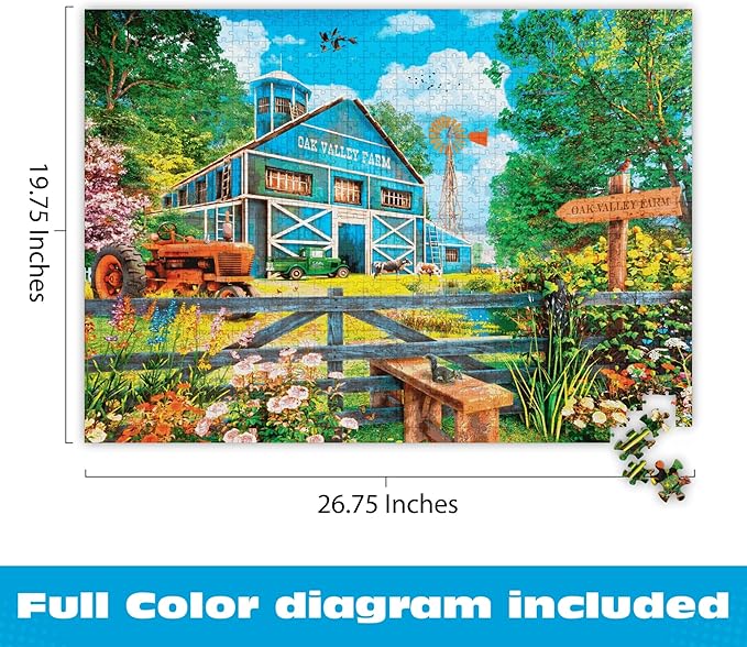 Buffalo Games - 1000 Piece Jigsaw Puzzle Dominic Davison Oak Valley Farm, Made in USA, Premium Recycled Board, Full-Color Poster, Giftable