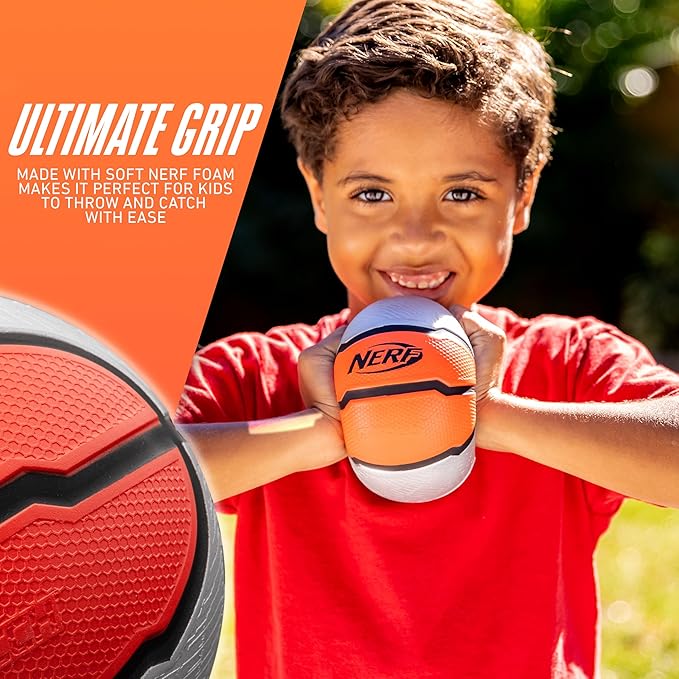 Nerf Mini Foam Sports Ball Set - Foam Football, Soccer Ball + Basketball Soft Sports Toy for Kids