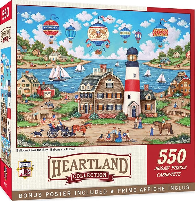 Masterpieces 550 Piece Jigsaw Puzzle for Adults and Family - Ballons Over The Bay - 18"x24"