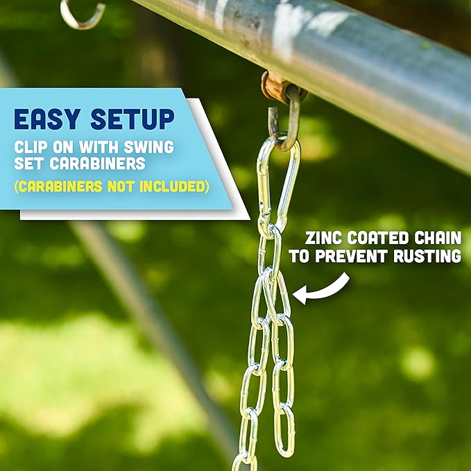 Original High Back Full Bucket Toddler Swing Seat with Plastic Coated Chains and Carabiners for Easy Install - Blue - Squirrel Products