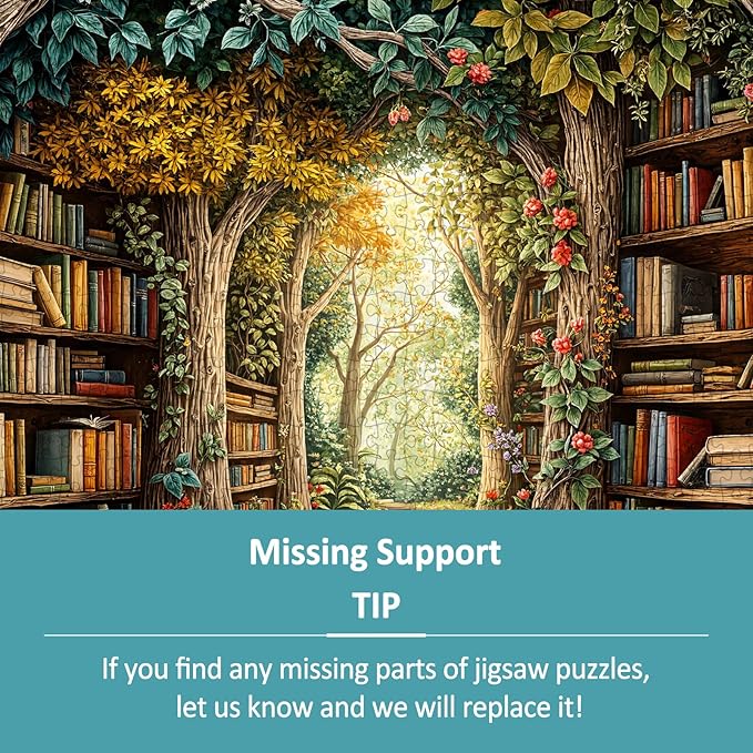 1000 Piece Round Jigsaw Puzzles for Adults, Forest Bookshelf Library, 26.5" Large Circular Puzzle with Letters on Back, Challenging Family Game & Wall Decor, Ideal Gift for Book Lover