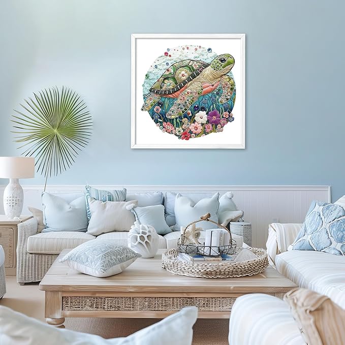 Wooden Puzzles for Adults - Embroidered Turtle Wooden Jigsaw Puzzle, Unique Animal Shaped Wood Puzzles Adult, Christmas Birthday Gifts for Friends/Family, Home Decor, 11.4"x11.3"-200pcs