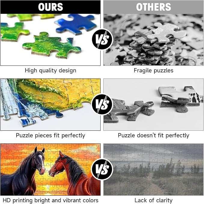 500 Piece Puzzles for Adults, Horse Sunset Landscape Jigsaw Puzzle with Letters on Back, Cardboard Puzzle for Game Nights & Home Decor, 20.5×15 Inch