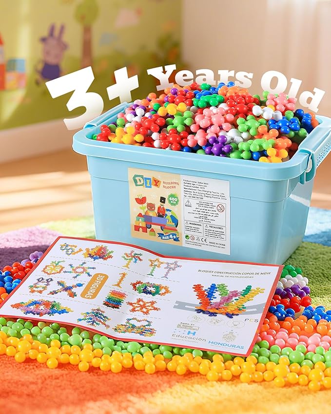 300 Pieces Building Blocks Kids STEM Toys Educational Discs Sets Interlocking Solid Plastic for Preschool Boys and Girls Aged 3+, Birthday for Boys Girls 3-5