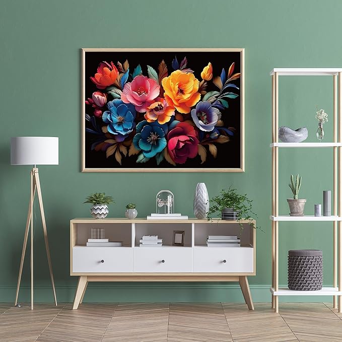 Puzzles for Adults 500 Pieces, Flowers Puzzle Jigsaw Puzzles 500 Pieces - Midnight Bloom, Impossible Puzzle for Home Decor, Finished Size 20.47 * 14.96”, with 1:1 Poster, Letter on The Back