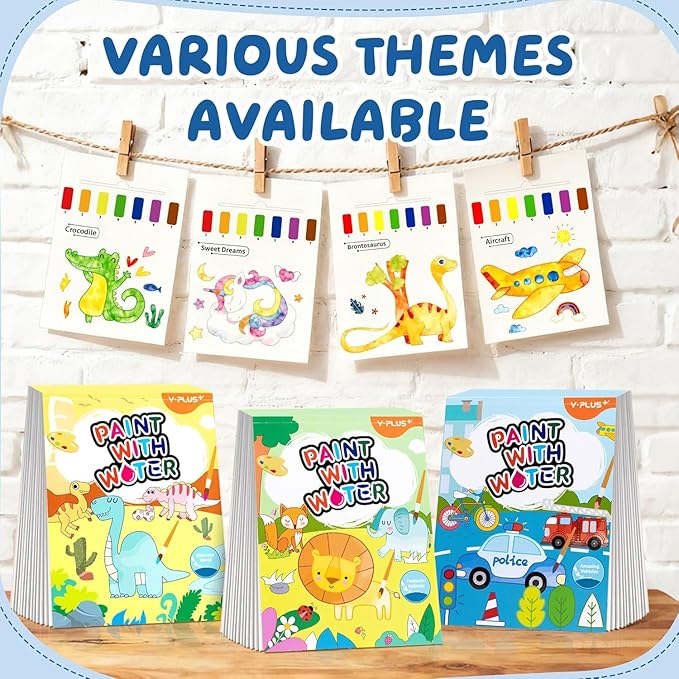 YPLUS Paint with Water Books for Toddlers, Art Craft Toys Watercolor Painting Pape, Gift for Kids Ages 1-3, 2-4, 4-6, Drawing with Brush - Animals